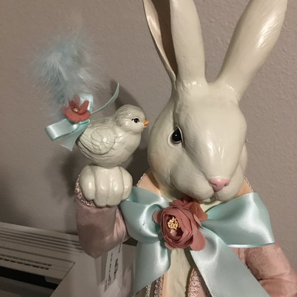 K&K Interiors Velvet Rabbit 21 Inches Tall,  Br1 - Picture 5 of 7